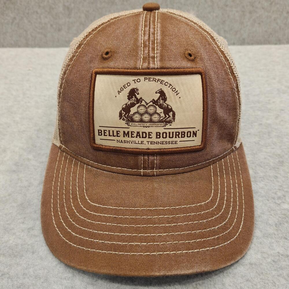 Belle Meade Bourbon Nashville Hat Cap Trucker Snap Back Brown Mesh Mens Whiskey